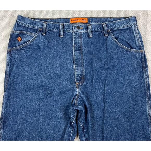 Wrangler Riggs FR Jeans Men’s 46x34 Cat 2 2112 Flame Resistant Blue High Vis - Picture 2 of 11